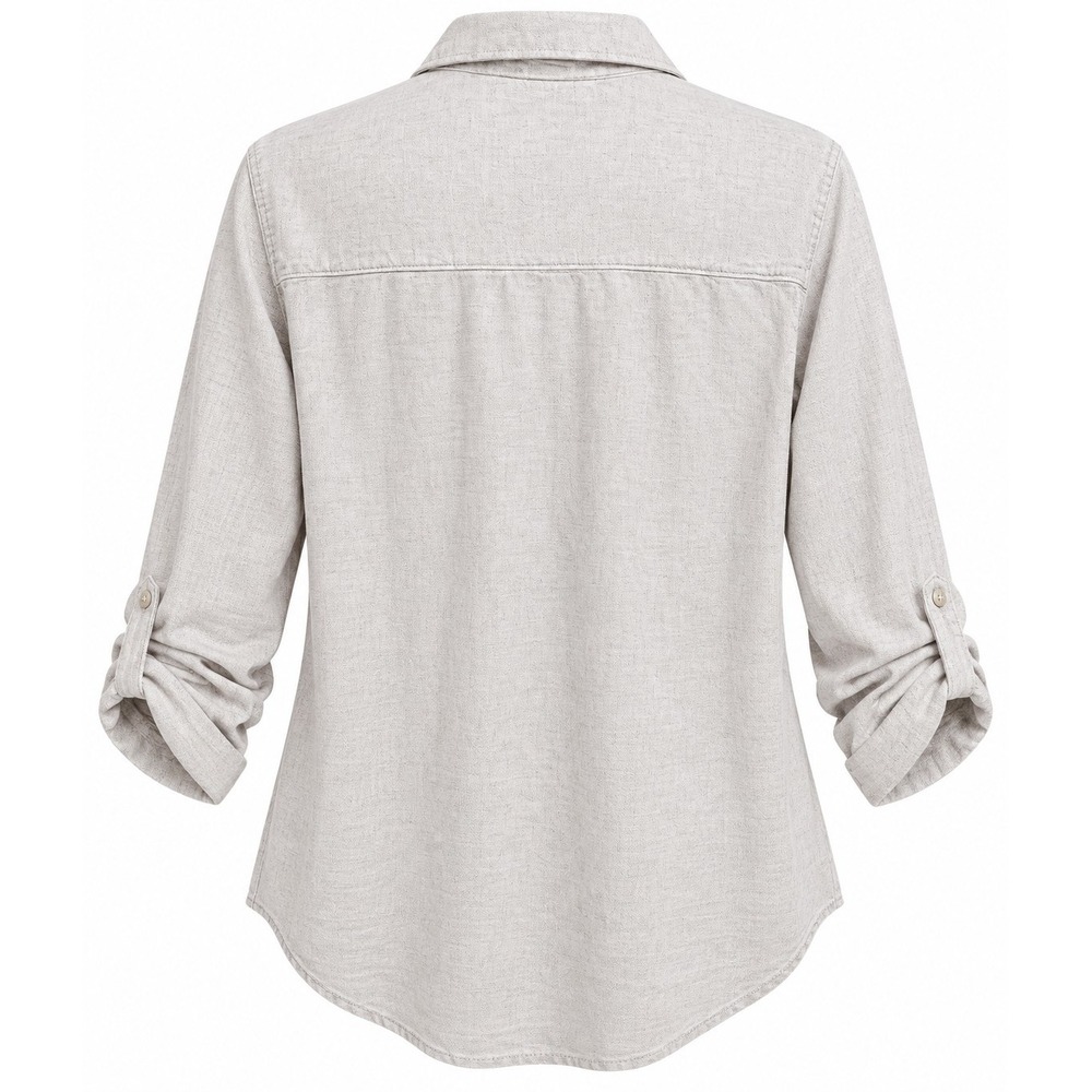 Abercrombie & Fitch Womens Large Boyfriend Button Front Shirt Linen Blend Casual - Picture 3 of 12